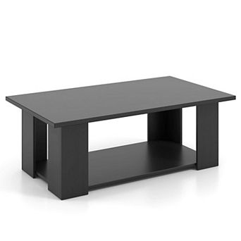Costway Coffee Table 2 tier Modern Center Cocktail Table with Storage Shelf for Living Room