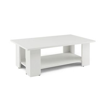 Costway Coffee Table 2 tier Modern Center Cocktail Table with Storage Shelf for Living Room