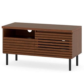 Costway Mid Century Fluted TV Stand for 40" TV Console Table with Open Compartment