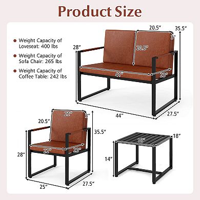 Costway Indoor Square Side Tables, Set of 2 Metal End Tables with Slatted Tabletop