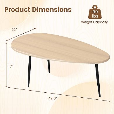 Costway Oval Coffee Table, Mid Century Center Table with Sturdy Metal Construction for Home