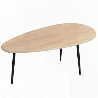 Costway Oval Coffee Table, Mid Century Center Table with Sturdy Metal Construction for Home