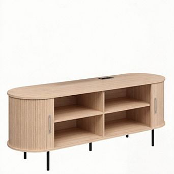 Costway Fluted TV Stand for TVs up to 60”, Mid Century Curved Entertainment Center