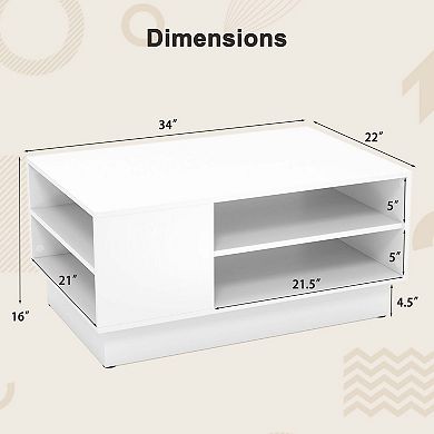 Costway 34" Long Rectangle Center Table Coffee Table with 2-Tier Open Storage Shelves
