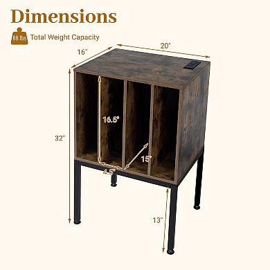 Costway Record Player Stand with Power Outlets,Turntable Station with Divider Holds150 Records