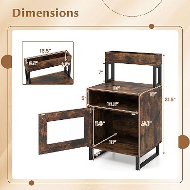 Costway Nightstand with LED Lights, Modern End Table with Top Tray, Open Compartment