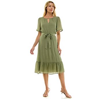 Women's Luxology Keyhole Tie-Waist Midi Dress