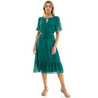 Women's Luxology Keyhole Tie-Waist Midi Dress