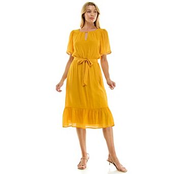 Women's Luxology Keyhole Tie-Waist Midi Dress