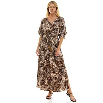 Women's Luxology V-Neck Tie-Waist Maxi Dress