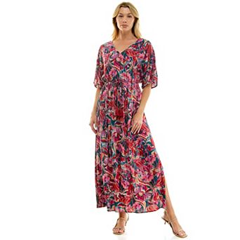 Women's Luxology V-Neck Tie-Waist Maxi Dress