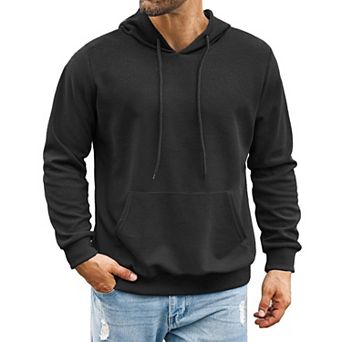 COOFANDY Mens Hooded Sweatshirt Long Sleeve Solid Knitted Hoodie Pullover Sweater