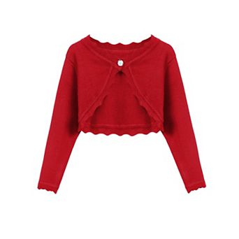Arshiner Girls Open Front Bolero Shrug Kids Long Sleeve Cropped Elegant Cardigan Knit Sweater