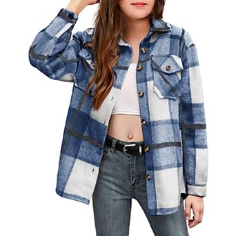 Arshiner Girls Casual Flannel Plaid Jackets Button Down Long Sleeve Shirts Blouses Tops with Pockets