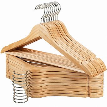 20 Pack Solid Wood Coat Hangers 360 Swivel Hook Slim Closet Hangers