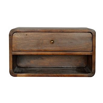 HomeRoots 18" Chestnut Solid Wood One Drawer Floating Nightstand