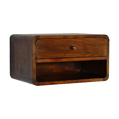 HomeRoots 18" Chestnut Solid Wood One Drawer Floating Nightstand