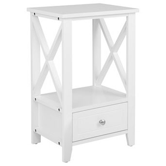 Costway Modern Nightstand with Bottom Drawer Storage Shelf Small Side End Table