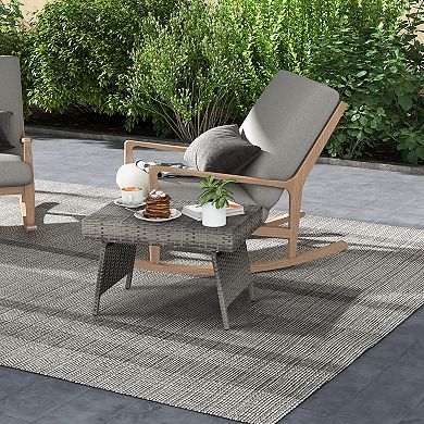 Costway Patio Folding Rattan Wicker Side Table End Coffee Table Portable Garden