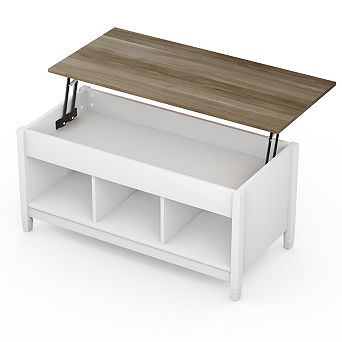 Costway Lift Top Coffee Table w/ Hidden Compartment and Storage Shelves Modern Furniture