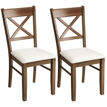 Dining Chairs Set of 2 Upholstered Kitchen Chairs with Wooden Frame