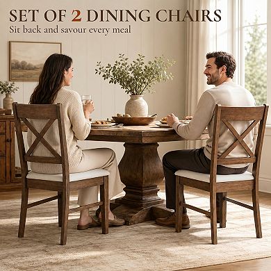Dining Chairs Set of 2 Upholstered Kitchen Chairs with Wooden Frame