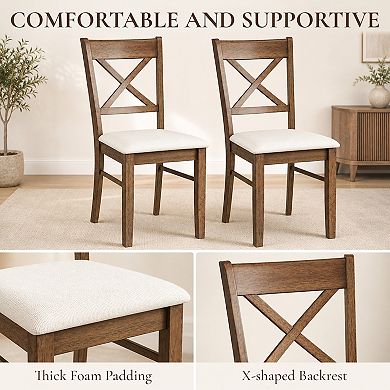 Dining Chairs Set of 2 Upholstered Kitchen Chairs with Wooden Frame