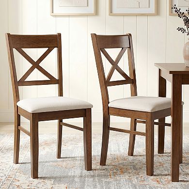 Dining Chairs Set of 2 Upholstered Kitchen Chairs with Wooden Frame