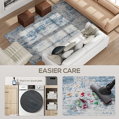 HOMCOM Area Rug, Non-Slip Machine Washable Rug for Living Room