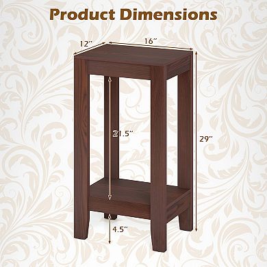 Costway 2-Tier End Table Rectangular Sofa Side Table with Storage Shelf Small Bedside Table