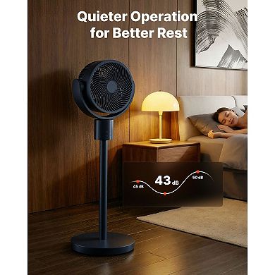 7-Inch Pedestal Fan, Oscillating Standing Floor Fan with DC Motor, Remote Control, 15H Timer
