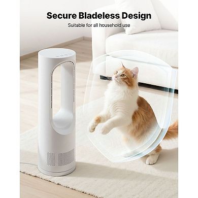 Desk Fan Bladeless, 17 inch Office Table Fan Small Quite, 5 Speeds Adjustment, 0-9H Timer, Bedroom