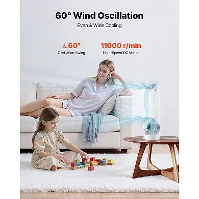 Desk Fan Bladeless, 17 inch Office Table Fan Small Quite, 5 Speeds Adjustment, 0-9H Timer, Bedroom