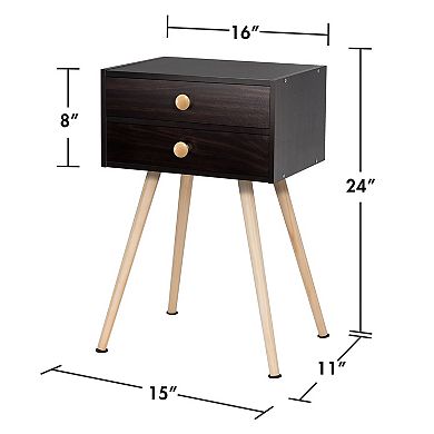Costway Mid Century Modern 2 Drawers Nightstand Sofa Side Table End Table