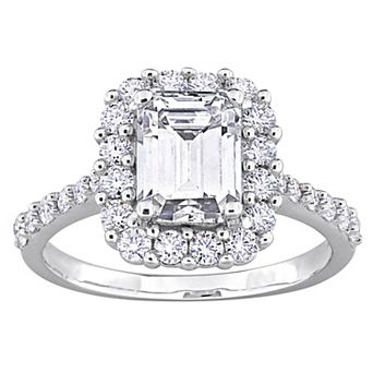 Stella Grace Sterling Silver Lab-Created Moissanite Halo Ring