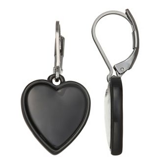 Simply Vera Vera Wang Jet Polished Leverback Heart Drop Earrings