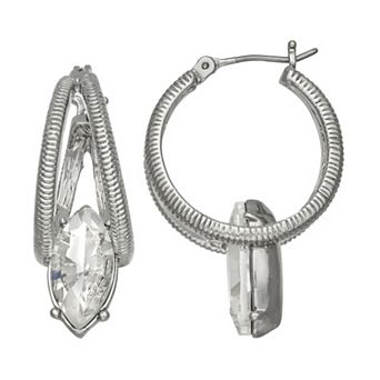 Simply Vera Vera Wang Silver Tone Simulated Crystal Hoop Earrings