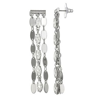 Simply Vera Vera Wang Silver Tone Polished Linear Earrings