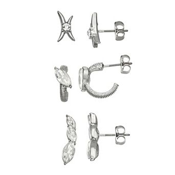 Simply Vera Vera Wang Silver Tone Polished Stud Earring Trio Set