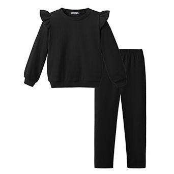 Arshiner Girls Piece Outfits Jogger Sweatsuits Roundneck Long Sleeve Ruffle Sweatshirts