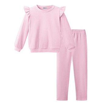 Arshiner Girls Piece Outfits Jogger Sweatsuits Roundneck Long Sleeve Ruffle Sweatshirts