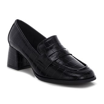London Rag Pitaka Women's Block Heel Penny Strap Loafers