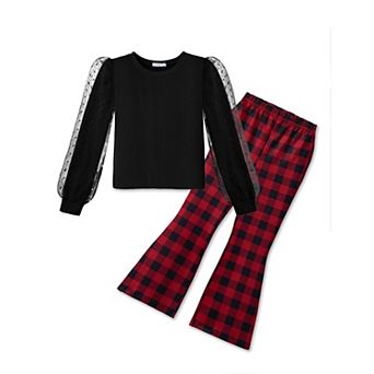 Arshiner Toddler Clothes Piece Fall Outfits Cute Knit Tulle Puff Sleeves Top And Leopard Flare