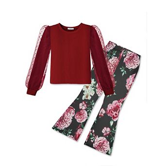 Arshiner Toddler Clothes Piece Fall Outfits Cute Knit Tulle Puff Sleeves Top And Leopard Flare