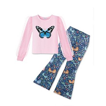 Arshiner Toddler Clothes Piece Fall Outfits Cute Knit Tulle Puff Sleeves Top And Leopard Flare