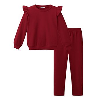 Arshiner Girls Piece Outfits Jogger Sweatsuits Roundneck Long Sleeve Ruffle Sweatshirts