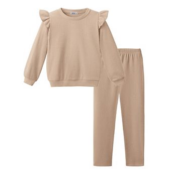 Arshiner Girls Piece Outfits Jogger Sweatsuits Roundneck Long Sleeve Ruffle Sweatshirts