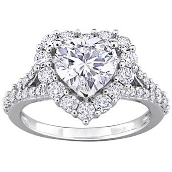 Stella Grace Sterling Silver Lab-Created Moissanite Heart & Round Engagement Ring