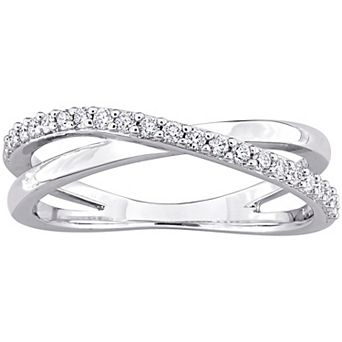 Stella Grace Sterling Silver Lab-Created Moissanite Crisscross Ring