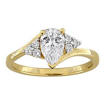 Stella Grace 18k Gold over Sterling Silver Lab-Created Moissanite Bypass Engagement Ring
